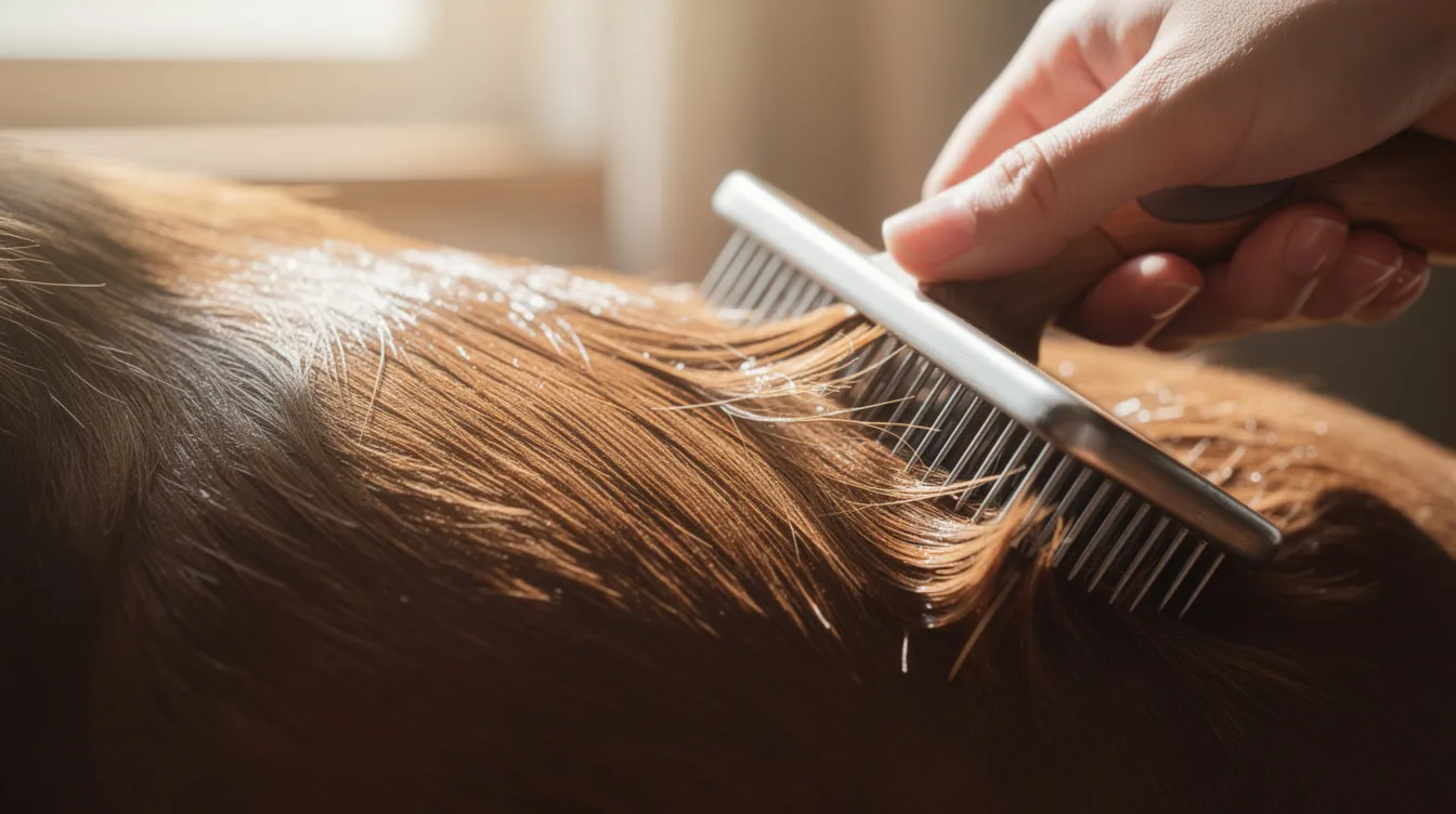 A close-up image depicts a person brushing a shiny, healthy dog's coat, highlighting the vibrant fur that suggests good skin health. This grooming action can support the dog's overall health, including coat health, and may be enhanced by omega 3 fatty acids from fish oil supplements.